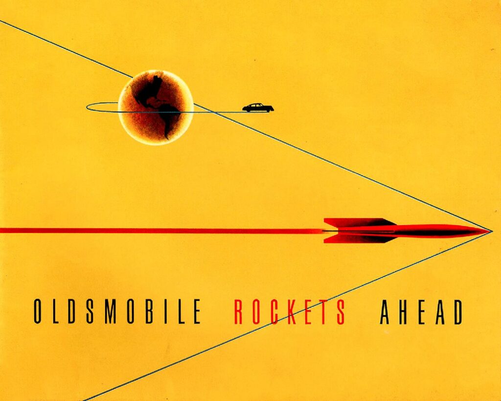 thumbnail of 1950 Marke Oldsmobile – Modell Rockets Ahead Broschüre. USA. Fold-out- Sprache ENG